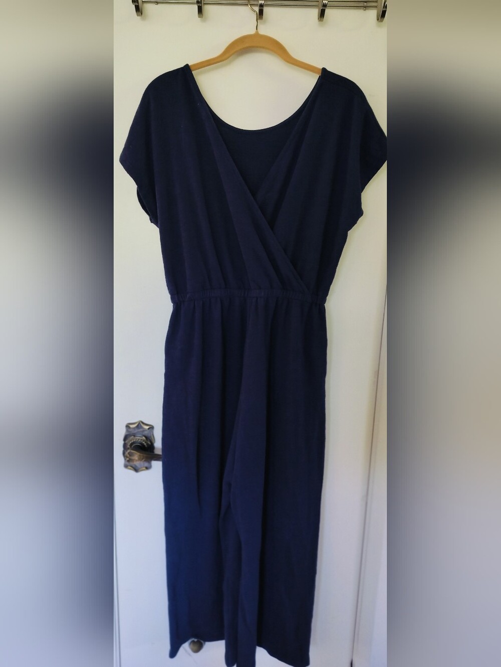 Old Navy Navy Blue Wrap-Back Knit Jumpsuit with Pockets - Size M